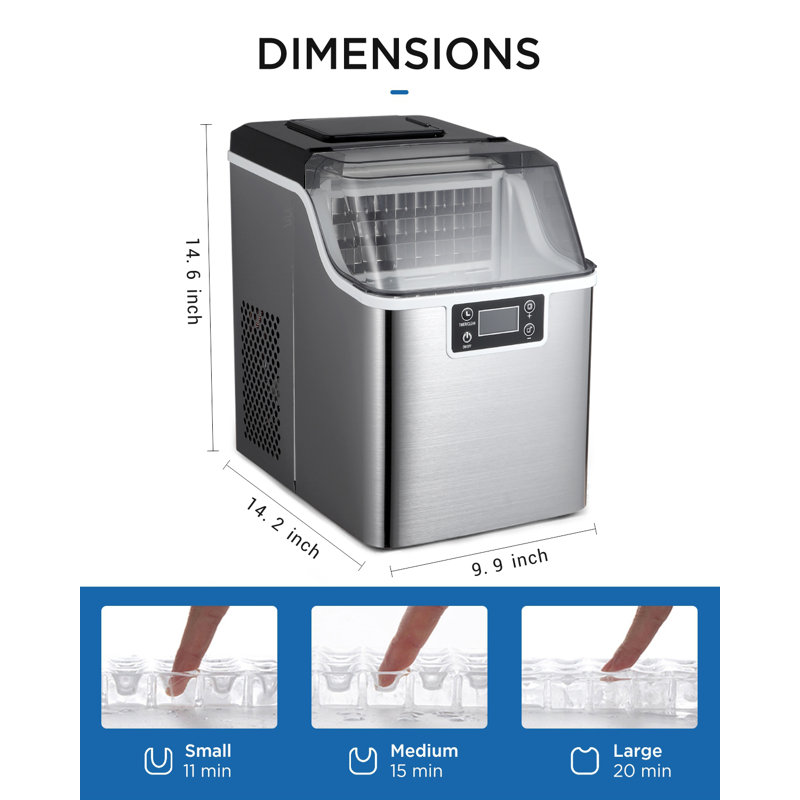 ADT 44 Lb. lb. Daily Production Cube Clear Ice Portable Ice Maker & Reviews Wayfair